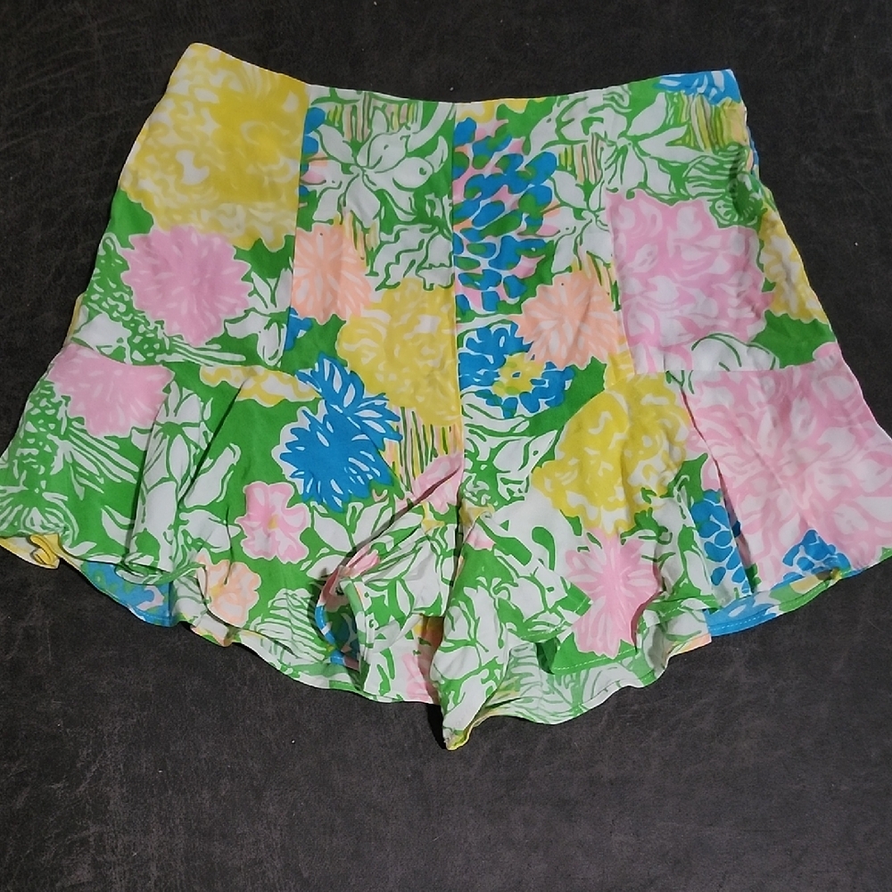 Lilly Pulitzer High Waist Floral Shorts - Green, Pink, Yellow, Blue